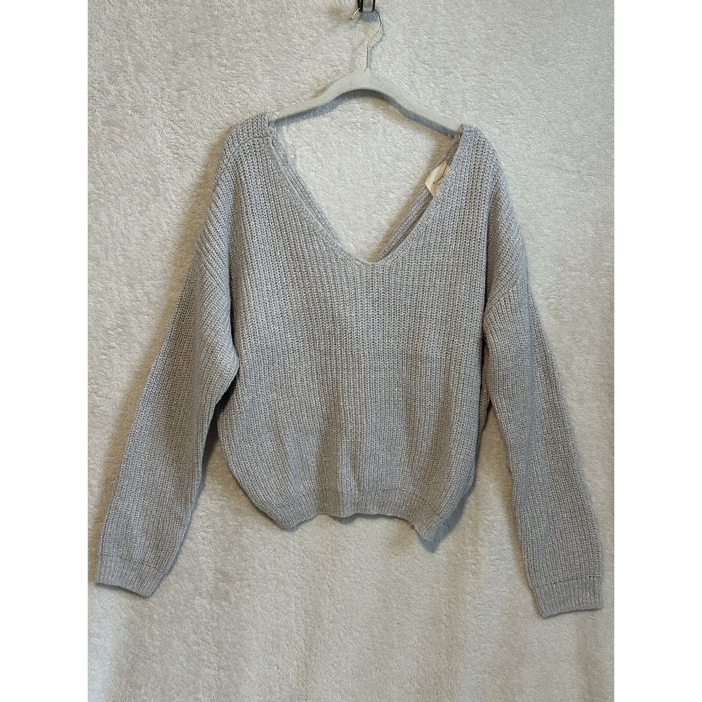NWT HARPER HERITAGE‎ Size XL Sweater - Light Gray Twist Knot Back V-Neck